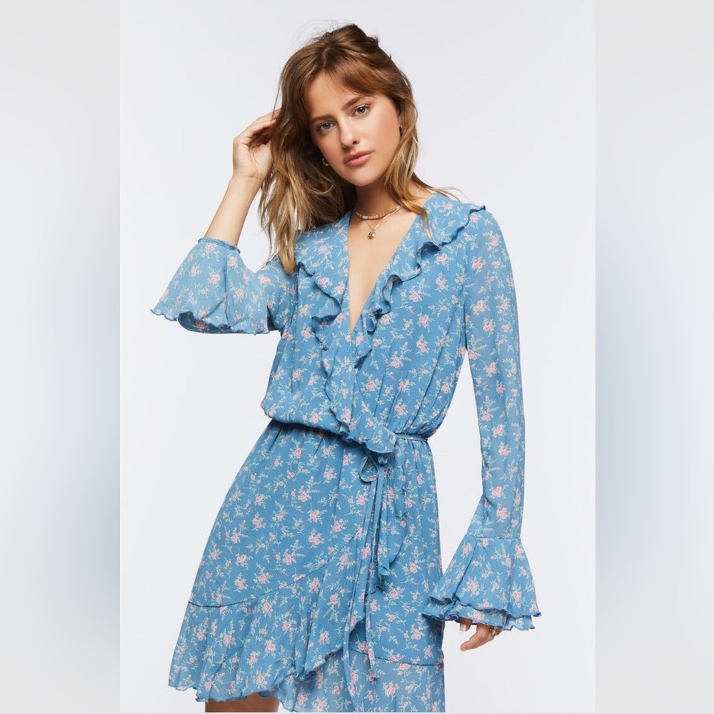 blue mini dress forever 21 | Dresses | Forever 2 Chiffon Floral Striped dress